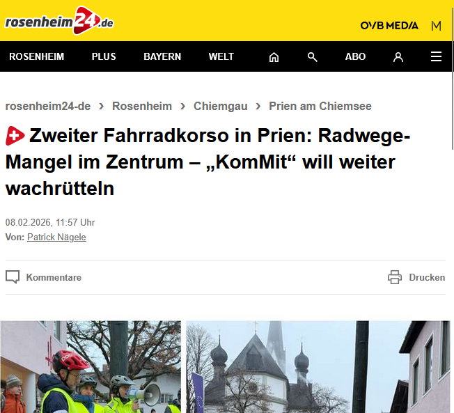 Zweiter Fahrradkorso in Prien: Radwege-Mangel im Zentrum – „KomMit