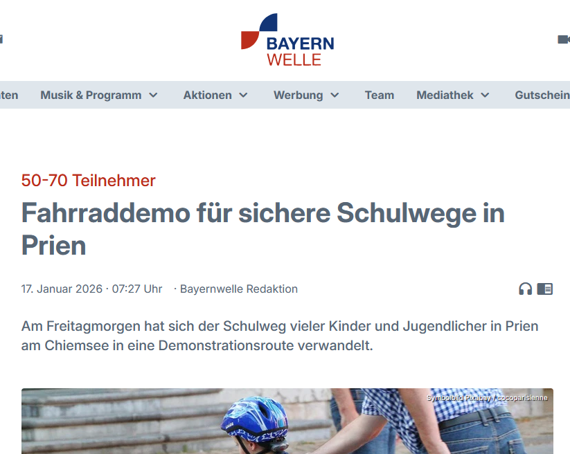Fahrraddemo für sichere Schulwege in Prien